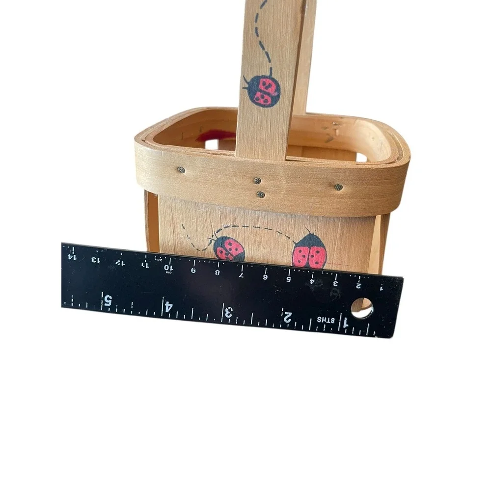Small Wooden Ladybug Basket 4x7 Cottage‎ Farmhouse Decor
